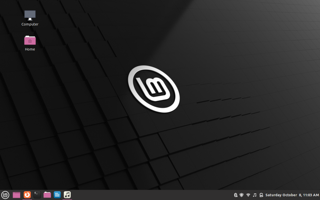 Linux Mint home screen